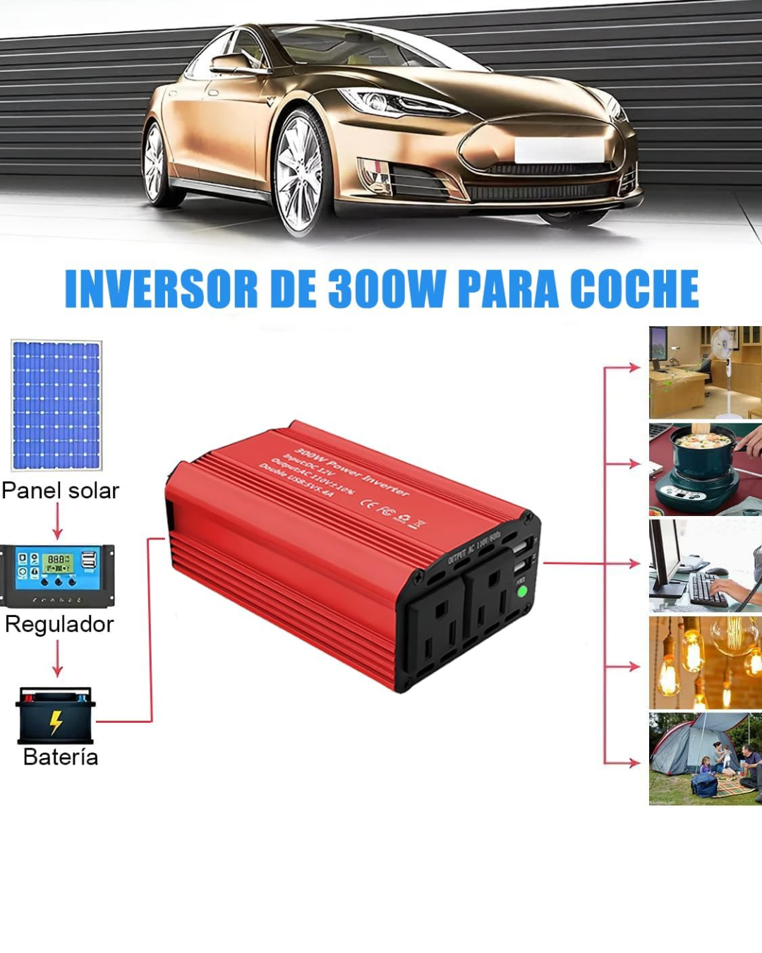 Inversor de corriente para carro