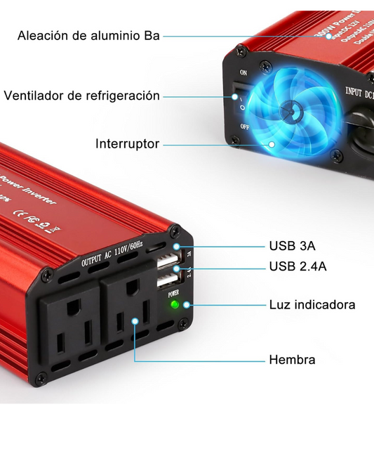 Inversor de corriente para carro